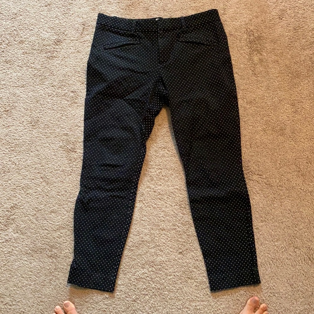Black polka dot skinny ankle pants